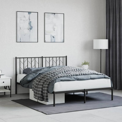 Berkfield Metal Bed Frame Without Mattress With Headboard Black 140X190Cm - image 1