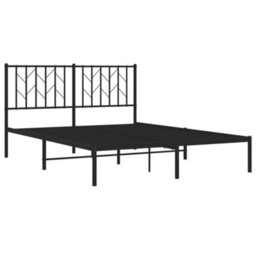 Berkfield Metal Bed Frame Without Mattress With Headboard Black 140X190Cm - thumbnail 4