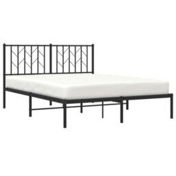 Berkfield Metal Bed Frame Without Mattress With Headboard Black 140X190Cm - thumbnail 3