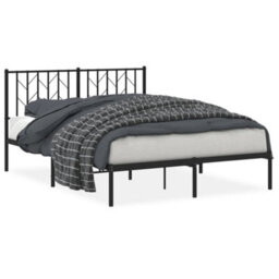 Berkfield Metal Bed Frame Without Mattress With Headboard Black 140X190Cm - thumbnail 2