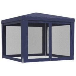 Berkfield Party Tent With 4 Mesh Sidewalls Blue 3X3 M Hdpe - thumbnail 5