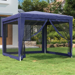 Berkfield Party Tent With 4 Mesh Sidewalls Blue 3X3 M Hdpe - thumbnail 1