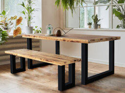 Buttercup Farm Induse Dining Table - Mango Wood/iron - L90 X W180 X H76 Cm - Mango Pp Saw Finish - thumbnail 5