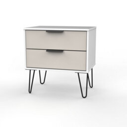 Osaka 2 Drawer Midi Bedside Cabinet In Kashmir Matt & White Matt (Ready Assembled) - thumbnail 1