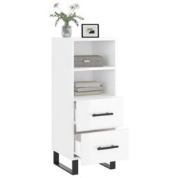 Berkfield Modern Sideboard High Gloss White 34.5X34X90 Cm Engineered Wood - thumbnail 4