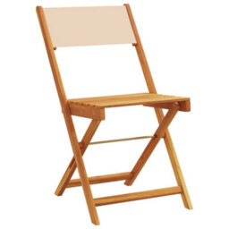 Berkfield Folding Garden Chairs 6 Pcs Beige Fabric And Solid Wood - thumbnail 3