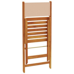 Berkfield Folding Garden Chairs 6 Pcs Beige Fabric And Solid Wood - thumbnail 7