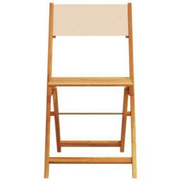 Berkfield Folding Garden Chairs 6 Pcs Beige Fabric And Solid Wood - thumbnail 4