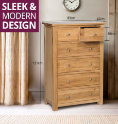 Hallowood Furniture Waverly Oak 2 Over 4 Chest Of Drawers - thumbnail 3