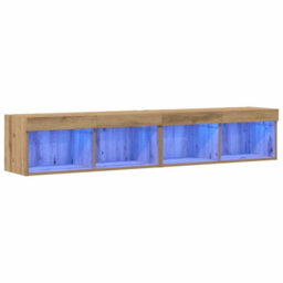 Berkfield Tv Wall Cabinets With Led Lights 2 Pcs Artisan Oak 80X30X30 Cm - thumbnail 2