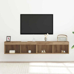 Berkfield Tv Wall Cabinets With Led Lights 2 Pcs Artisan Oak 80X30X30 Cm - thumbnail 5