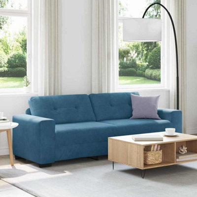 Vidaxl Blue Velvet Sofa With Cushion Blue Velvet - image 1