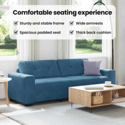 Vidaxl Blue Velvet Sofa With Cushion Blue Velvet - thumbnail 8