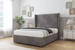 "Sloomy Devonshire Slate Naples Divan Bed With Mattress 2 Drawers Foot-End With 54"" Wingback Headboard 4' Small Double" - thumbnail 2
