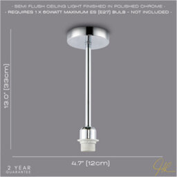 Happy Homewares Classic Polished Chrome Ceiling Light Fixture To Showcase Lamp Shades - thumbnail 6