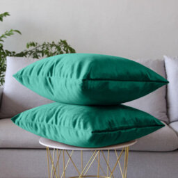 Ameha Green Plain Velvet Cushion Covers, 18X18 Inch, Pack Of 2, Breathable & Hypoallergenic With Hidden Zip Closure - thumbnail 4