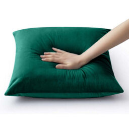 Ameha Green Plain Velvet Cushion Covers, 18X18 Inch, Pack Of 2, Breathable & Hypoallergenic With Hidden Zip Closure - thumbnail 6