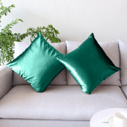 Ameha Green Plain Velvet Cushion Covers, 18X18 Inch, Pack Of 2, Breathable & Hypoallergenic With Hidden Zip Closure - thumbnail 2