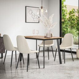 More4Homes Haydon Extending Dining Table And Chairs -  Oak Effect Table Top W Black Legs + Maya Boucle Dining Chair Set Of 6 (Ivory White) - thumbnail 2