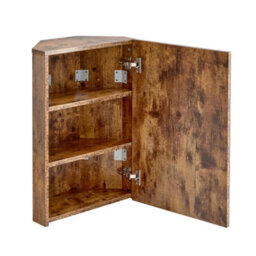 Homestylestore 450 X 650mm Dark Oak Wall Mounted Corner Mirrored Door Bathroom Cabinet - thumbnail 2