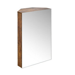 Homestylestore 450 X 650mm Dark Oak Wall Mounted Corner Mirrored Door Bathroom Cabinet