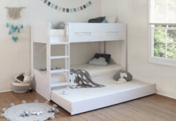 Flintshire Furniture Billie Single Bunk Bed White With Pull Out Trundle - thumbnail 1