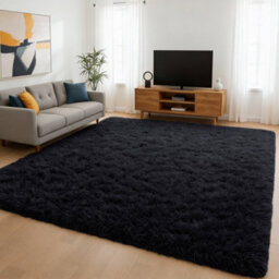 Aspire Homeware Non Slip Black Shaggy Rug Soft Fluffy Washable, Living Room And Dining Room Rug, (L)230Cm X (W)160Cm - thumbnail 6