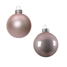 Decoris 2X 24 Mini Glass Christmas Baubles Blush Pink 25mm - thumbnail 4