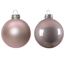 Decoris 2X 24 Mini Glass Christmas Baubles Blush Pink 25mm - thumbnail 2