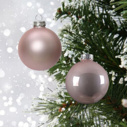 Decoris 2X 24 Mini Glass Christmas Baubles Blush Pink 25mm