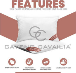 Gc Gaveno Cavailia Duck Feather Pillows 2 Pack Hotel Quality Standard Size (50X70 Cm) Medium-Firm Support For Head & Neck Pillow - thumbnail 2