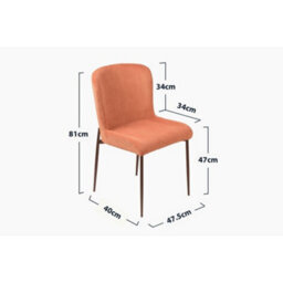 Evre Orange Freddie Dining Chairs Set Of 2, Upholstered, Corduroy, Stain-Resistant, Metal Frame, Non-Marking Foot Caps - 9 Colours - thumbnail 6