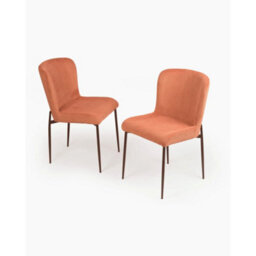 Evre Orange Freddie Dining Chairs Set Of 2, Upholstered, Corduroy, Stain-Resistant, Metal Frame, Non-Marking Foot Caps - 9 Colours