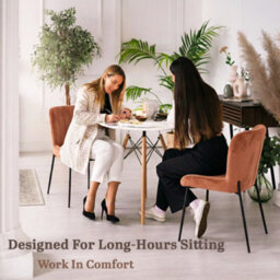 Evre Orange Freddie Dining Chairs Set Of 2, Upholstered, Corduroy, Stain-Resistant, Metal Frame, Non-Marking Foot Caps - 9 Colours - thumbnail 8