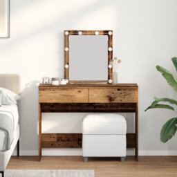 Walplus Dressing Table With Mirror&led Lights Old Wood Engineered Wood - thumbnail 1
