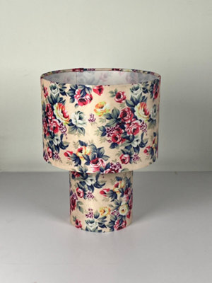 K Living Kobe Pink Rose Bud Printed Velvet Table Lamp Bold Floral Pattern - image 1