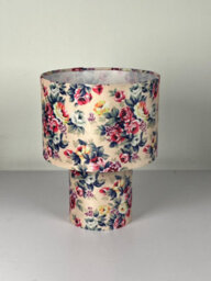K Living Kobe Pink Rose Bud Printed Velvet Table Lamp Bold Floral Pattern