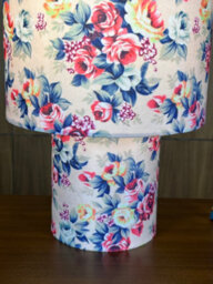 K Living Kobe Pink Rose Bud Printed Velvet Table Lamp Bold Floral Pattern - thumbnail 2