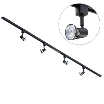 Litecraft Harlem Black 4 Head 2M Straight Kitchen Track Light With Led Bulbs - image 1