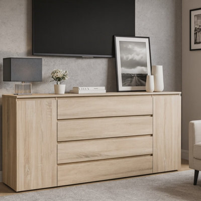 Cosmo C06 Chest Of Drawers Modern Storage Cabinet With 4 Spacious Drawers Contemporary Bedroom Cupboard Oak Sonoma - image 1