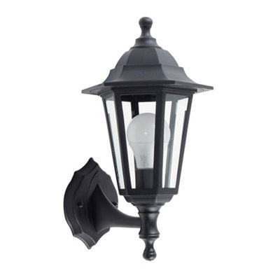 Valuelights Traditional Style Black Outdoor Security Ip44 Rated Wall Light Lantern - Complete With 1 X 6W Led Es E27 Bulb - image 1