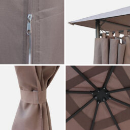 Sweeek - Heavy Duty 3X3M Gazebo With Curtains Elusa Beige-Brown 299X299X262 Cm - thumbnail 4