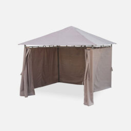 Sweeek - Heavy Duty 3X3M Gazebo With Curtains Elusa Beige-Brown 299X299X262 Cm - thumbnail 2