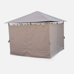 Sweeek - Heavy Duty 3X3M Gazebo With Curtains Elusa Beige-Brown 299X299X262 Cm - thumbnail 3