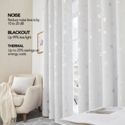 Deconovo Bedroom Curtains Stars Foil Printed Thermal Insulated Eyelet Blackout Curtains Nursery 46 X 54 Inch Silver Grey 1 Pair - thumbnail 5