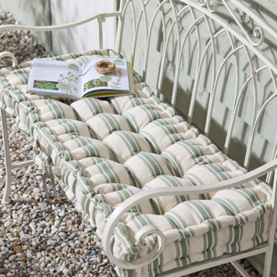 Dibor Traditional Forest Green Cotton Stripe Garden Outdoor Cushion Chair Sofa Bench Cushion L105Cm X W42Cm - image 1