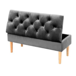 Living And Home Grey Velvet Upholstered Storage Ottoman Bench Bed End Bench With Rubber Wooden Leg W 1000 X D 400 X H 460 mm - thumbnail 4
