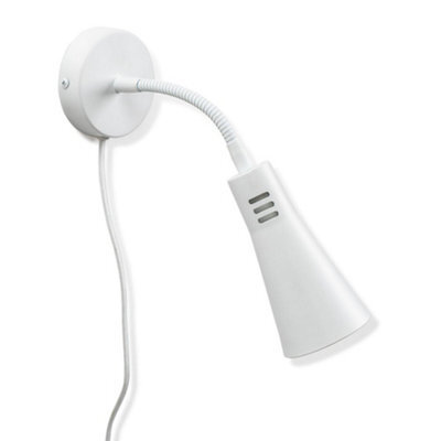 Valuelights Edwards Plug In White Flexible Gooseneck Easy Fit Adjustable Wall Light - image 1