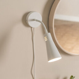 Valuelights Edwards Plug In White Flexible Gooseneck Easy Fit Adjustable Wall Light - thumbnail 2