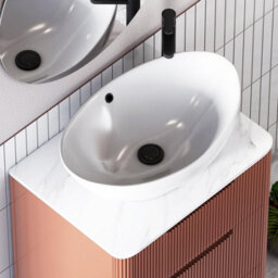 Royal Bathrooms Avenza 700mm Terracotta Clay Wall Hung Bathroom Countertop Vanity Unit 2 Drawer With Amaze Basin - thumbnail 7